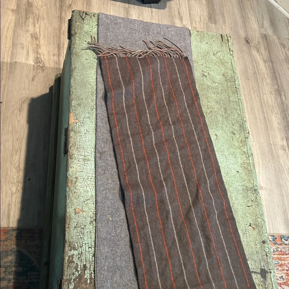 Club Room 100% Cashmere Brown Striped Scarf Fringe Luxury Soft Winter Wrap